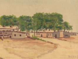 Перовськ, казарми. Акварель інж. Дмитра Кашубинського, 1915 р.