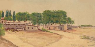Перовськ, казарми. Акварель інж. Дмитра Кашубинського, 1915 р.